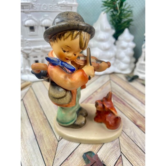 Hummel Puppy Love #1, 5.5" tall, Boy playing violin w dog, TMK-5, Perfect - Picture 6 of 16